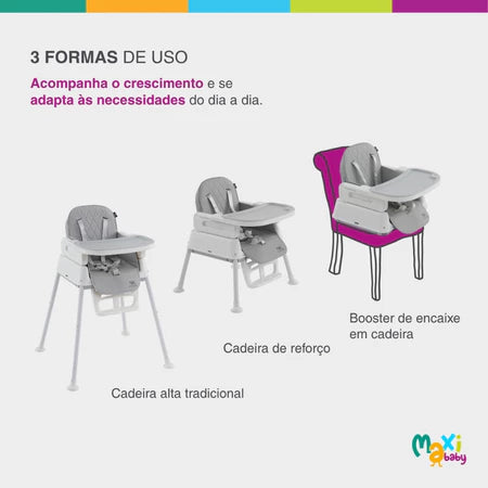 Cadeira de Alimentação Infantil 3 em 1 Harmony Maxi Baby