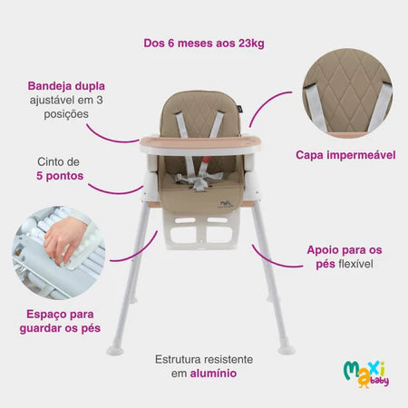 Cadeira de Alimentação Infantil 3 em 1 Harmony Maxi Baby