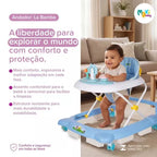 Andador Infantil Musical Para Bebê 2 em 1 com Empurrador La Bamba Maxi Baby 3 Ajustes de Altura