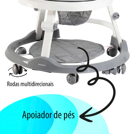 Andador Infantil para Bebê com Capota e Brinquedo Musical KaBaby
