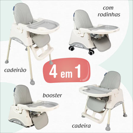 Cadeira de Alimentação Portátil 4 em 1 com Rodas Gourmet KaBaby