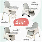 Cadeira de Alimentação Portátil 4 em 1 com Rodas Gourmet KaBaby
