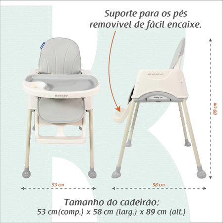 Cadeira de Alimentação Portátil 4 em 1 com Rodas Gourmet KaBaby